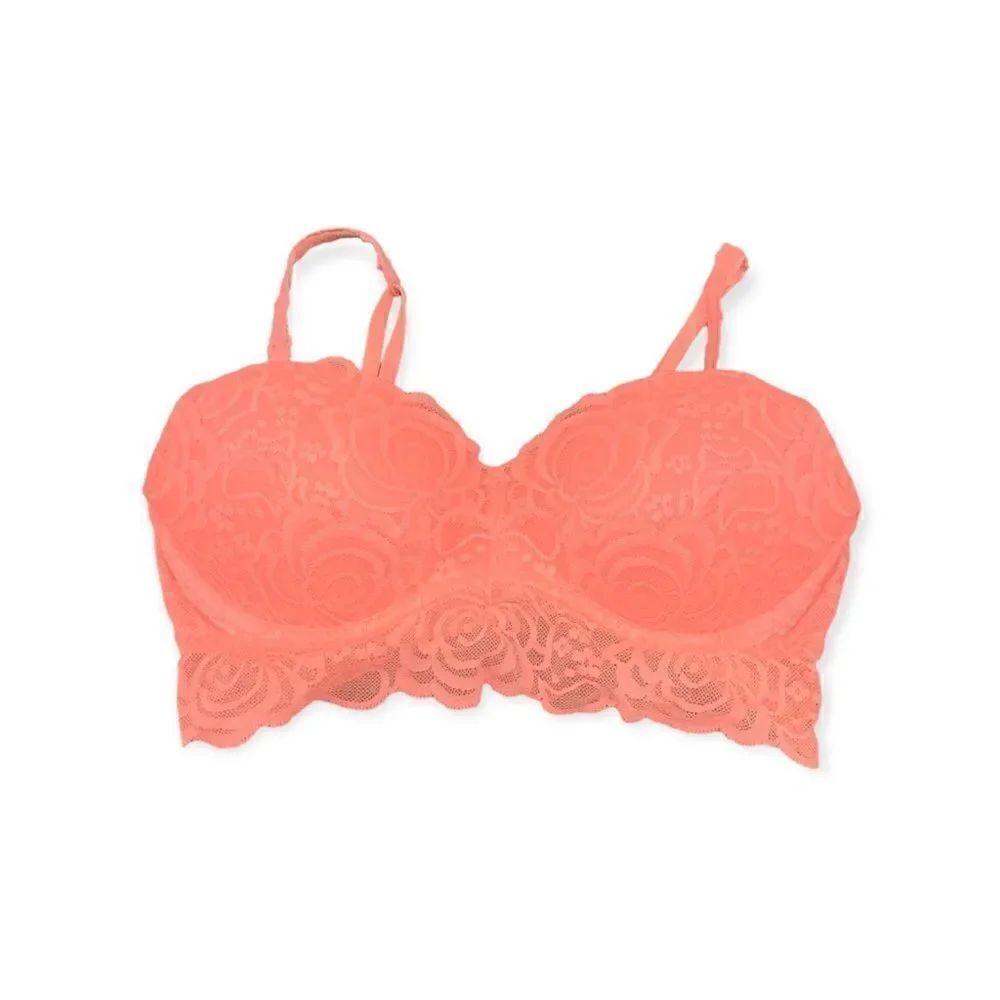 Victoria’s Secret PINK lace push-up bralette hot pink, Small
